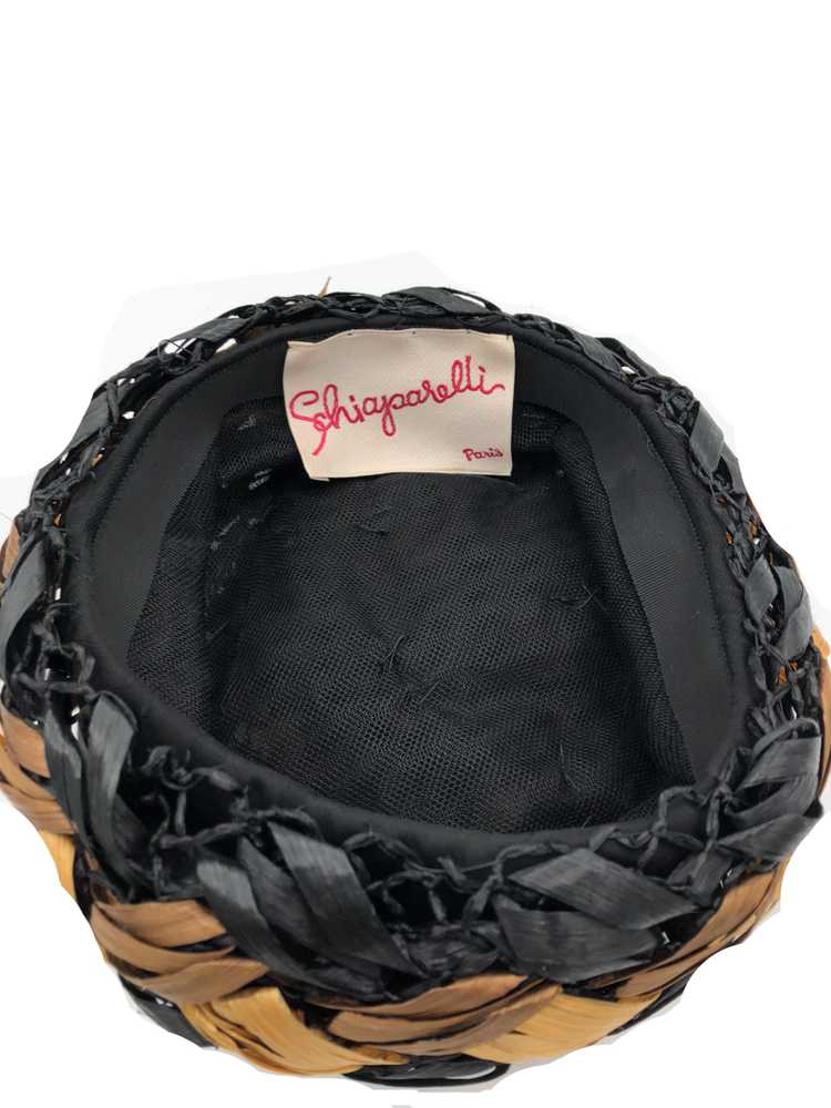 Schiaparelli 60S Black and Brown Raffia Turban - image 2