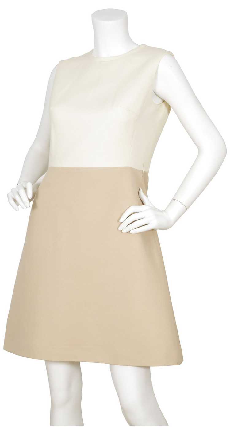 Philippe Venet 1960s Mod Beige & Cream Mini Dress… - image 6