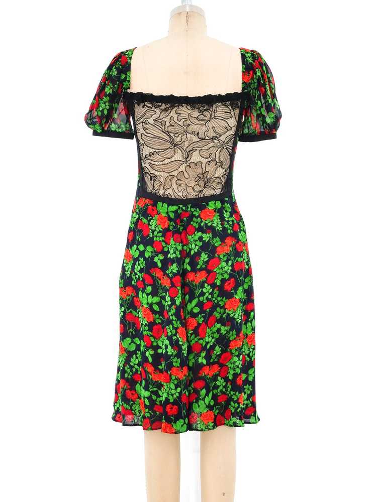 Yves Saint Laurent Rose Printed Silk Chiffon Dress - image 3