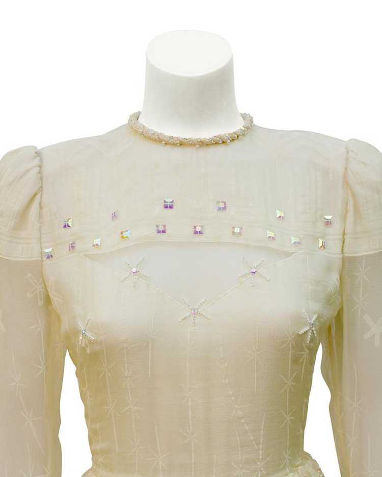 Zandra Rhodes Cream Printed Tiered Dress - image 3