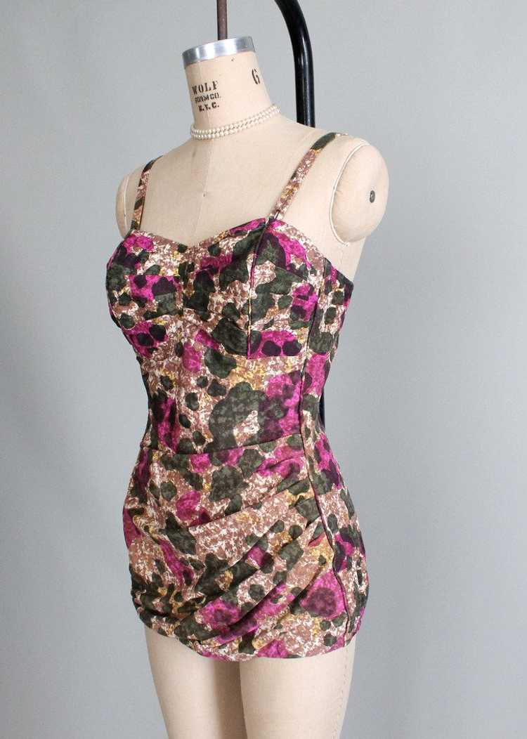 Vintage 1950s Roxanne Floral Pin Up Swimsuit - image 2