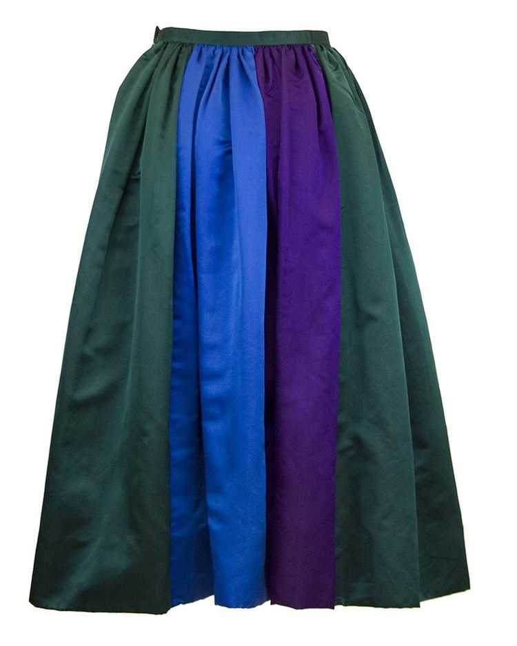 Duchesse Satin Color Block Evening Skirt - image 1