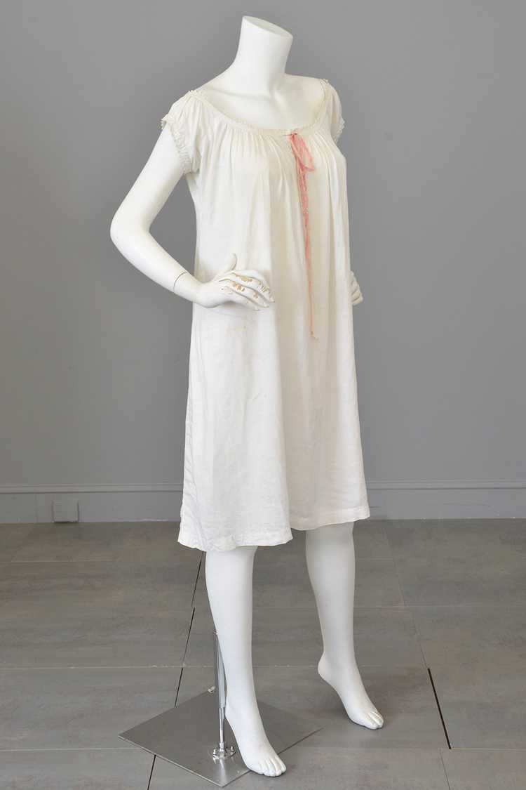1930s White Linen/Flax Trapeze Peasant Nightie Dr… - image 5