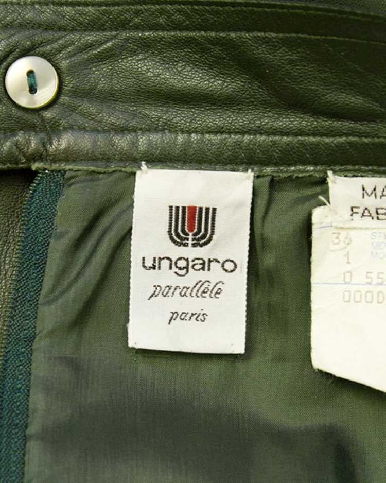 Ungaro Green Leather Skirt - image 4