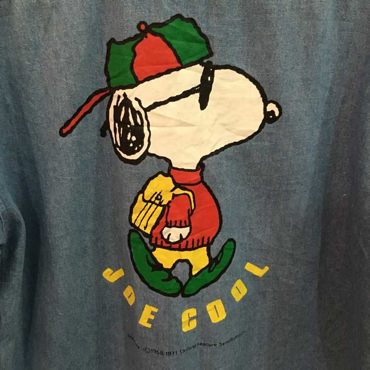 Peanuts 90's Peanuts Snoopy Denim Shirt Joe Cool … - image 9