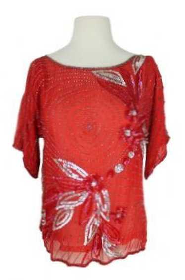 Vintage 1980s Red Sequined Top