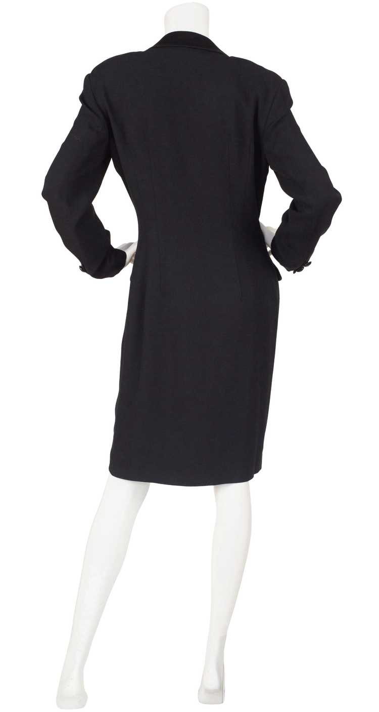 Georges Rech 1980s Tuxedo Style Black Crepe Dress… - image 2