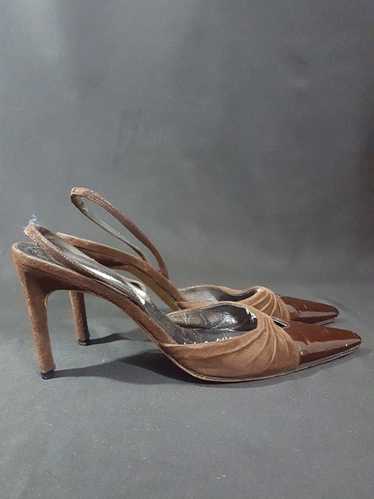 Christian Lacroix Brown Suede Pointy Toe Slingback