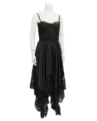 Yves Saint Laurent Black Lace Dress with Asymmetri