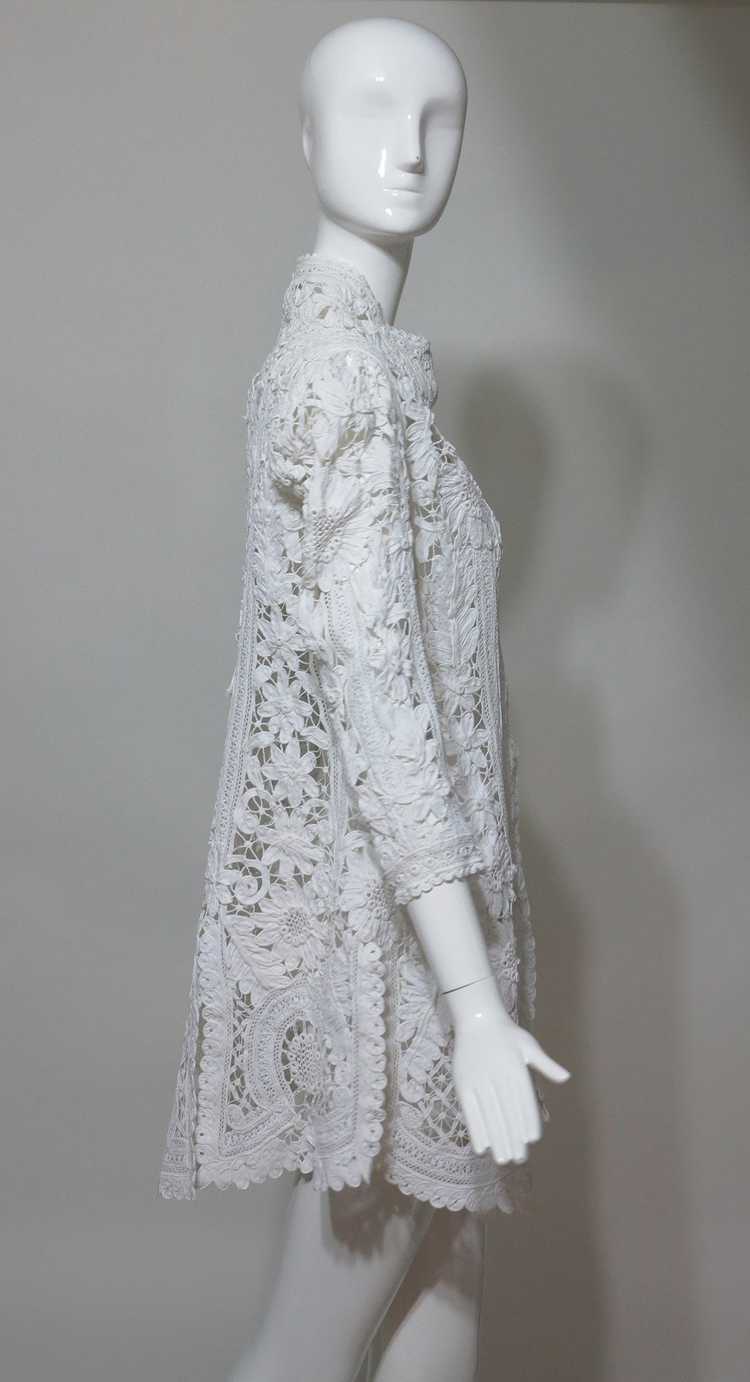 Battenburg white tape lace coat handmade Victorian - image 7