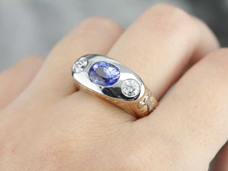 Modernist Masonic Men's Ring with Sapphire Center… - image 5