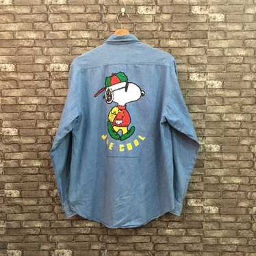 Peanuts 90's Peanuts Snoopy Denim Shirt Joe Cool … - image 1