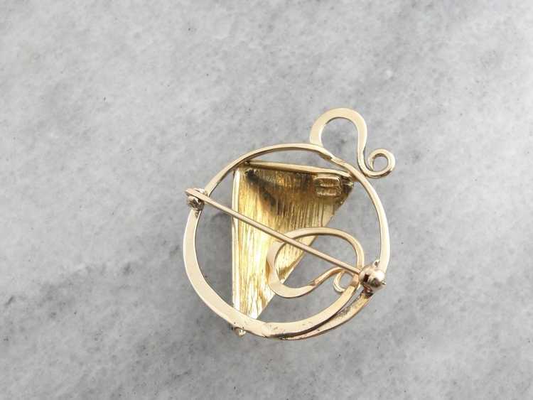 Modernist Style, Abstract Swirling Gold Brooch - image 4