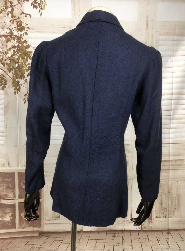 Original 1930s 30s Vintage Navy Blue Wool Jacket … - image 8