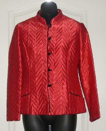 Vintage Red Quilted Satin Jacket 34 - image 1