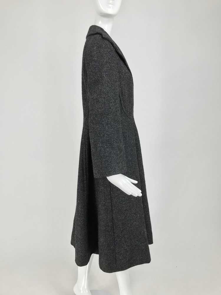 Pauline Trigere Grey Flecked Wool Princess Coat 1… - image 2