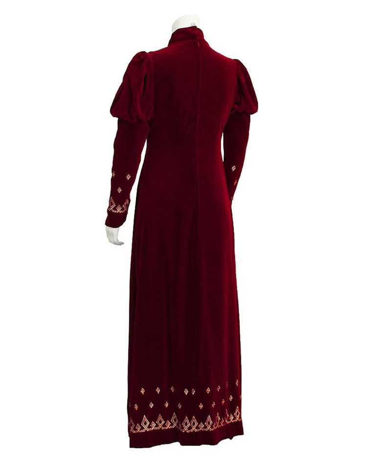 Annacat Red Velvet Gown with Gold & Silver Details - image 3