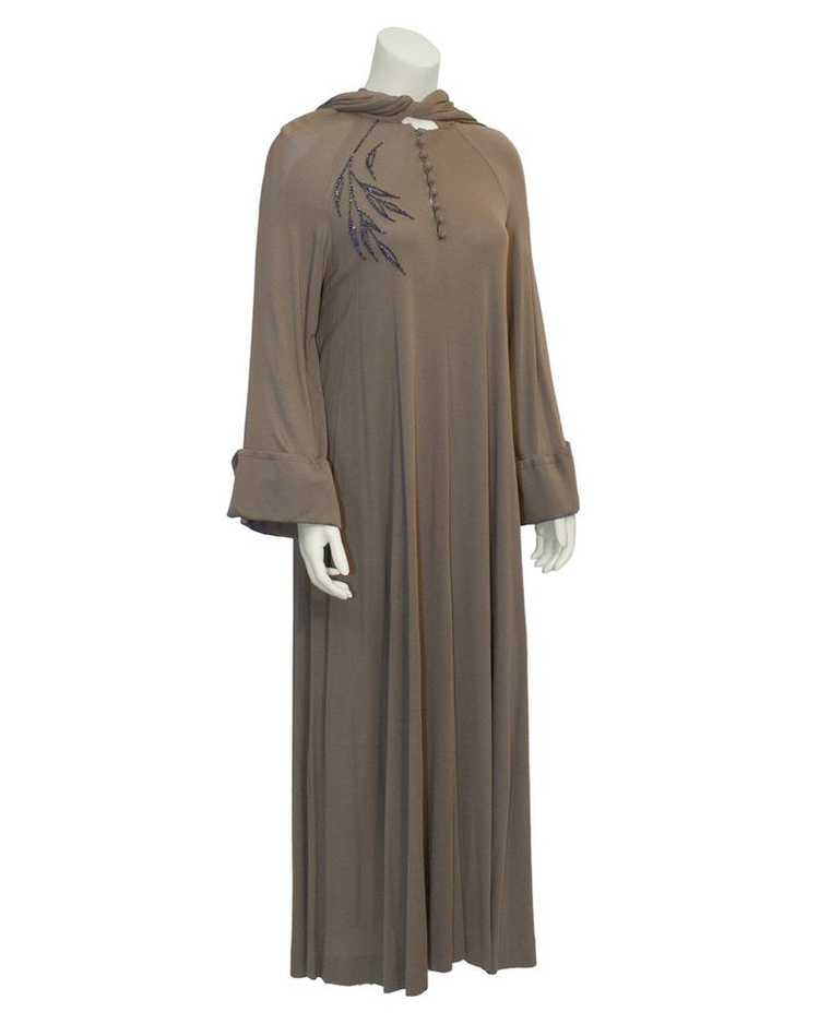 Vicky Tiel Brown Mocha Gown with Hood - image 1