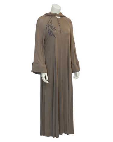 Vicky Tiel Brown Mocha Gown with Hood - image 1