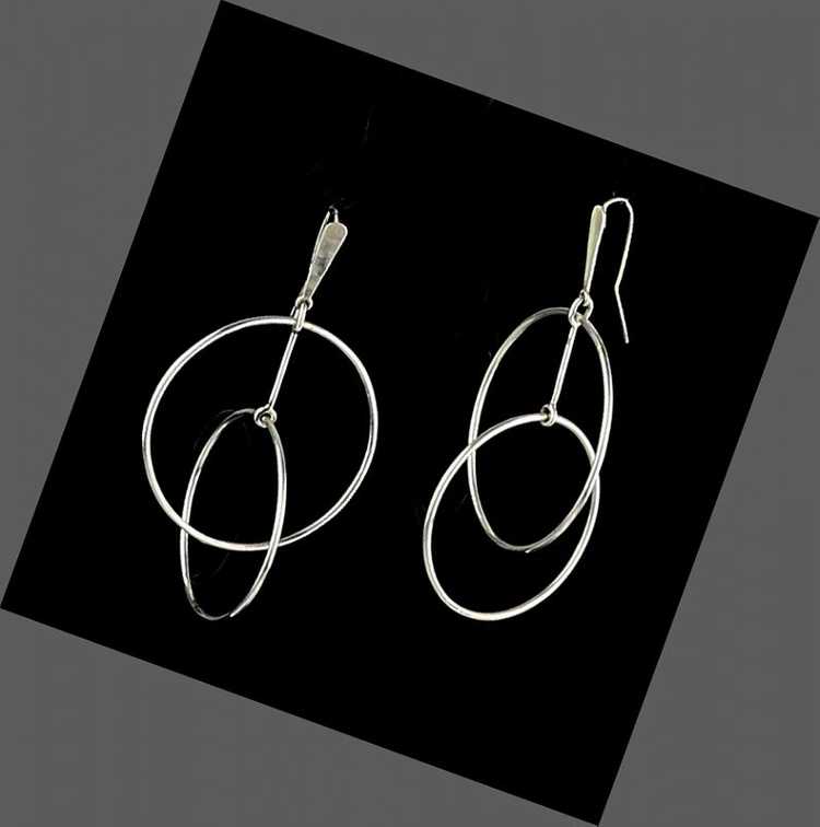 Art Smith Modernist Silver Kinetic Earrings - 1950 - image 1