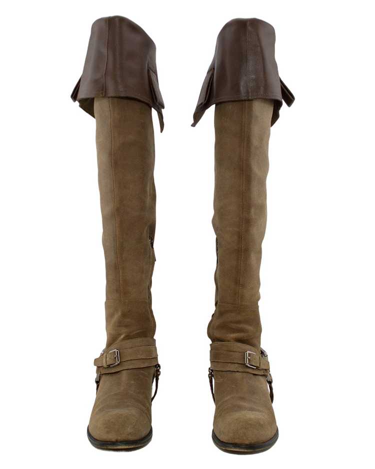 Christian Dior Taupe Suede Over-the-Knee Boots - image 6