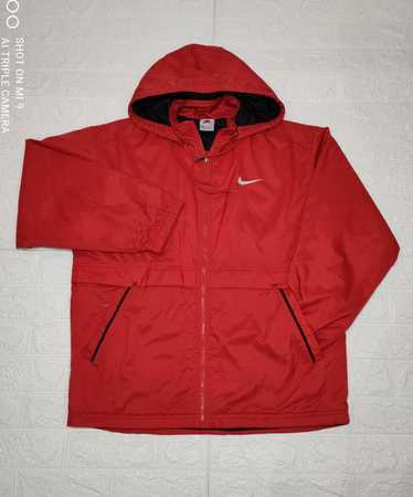 Nike Vintage nike 90s red bomber jacket with hood