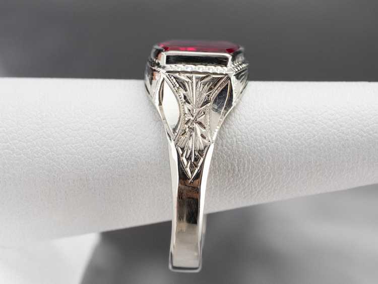 East to West Art Deco Synthetic Ruby White Gold R… - image 9