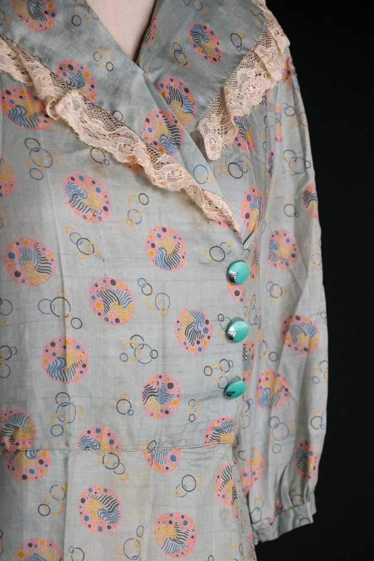Vintage 1930's Deco Silk Bubble Print Dress - image 7
