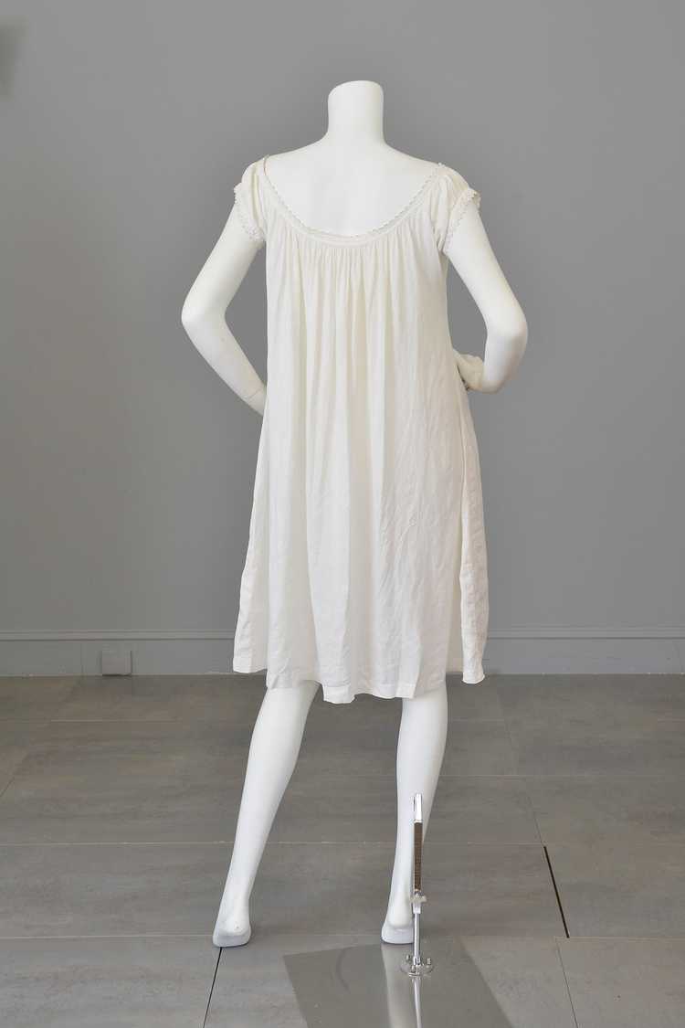 1930s White Linen/Flax Trapeze Peasant Nightie Dr… - image 7