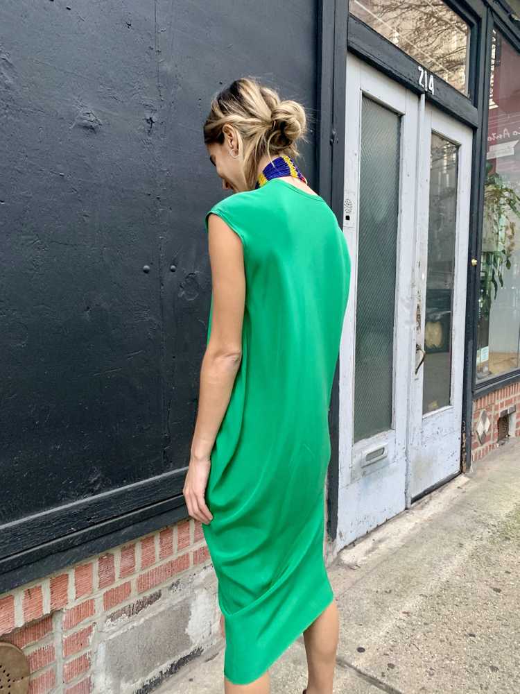 1990s-2000s Emerald Green Silk Sheath Dress - image 4