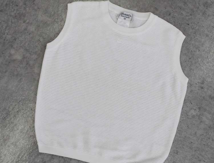 chanel white crop shirt top