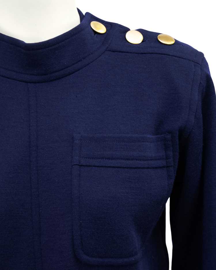 Yves Saint Laurent Navy Wool Day Dress - image 4