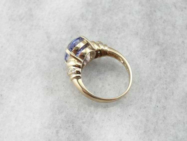 Indigo Purple Tanzanite and Diamond Ring in Yello… - image 3