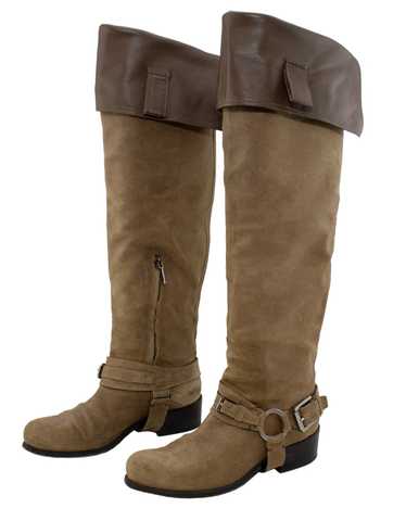 Christian Dior Taupe Suede Over-the-Knee Boots