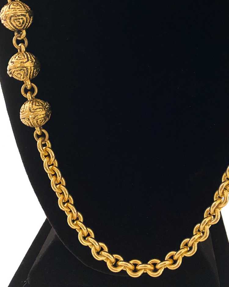 Chanel Gold Tone Chain Link Necklace with Gilded … - image 2