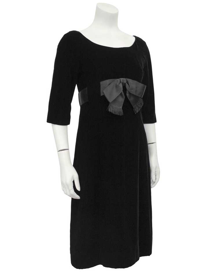 Mollie Parnis Black Velvet Dress with Bow - image 1