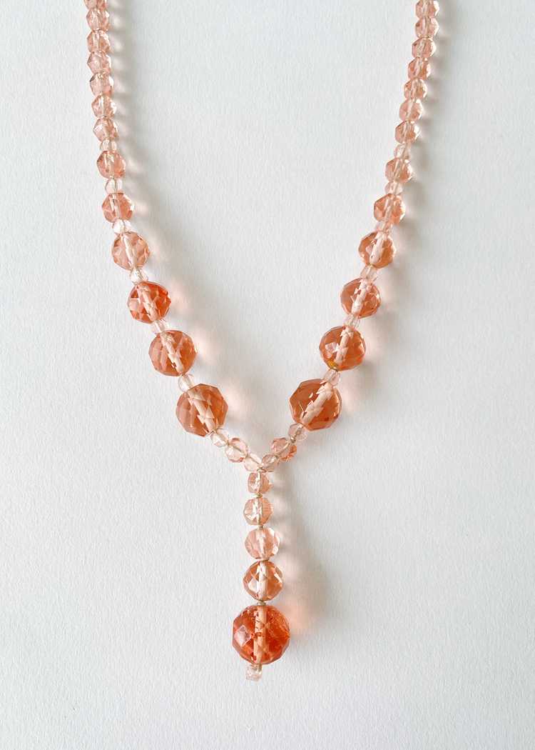 Vintage 1930s Pink Crystal Bead Necklace - image 3