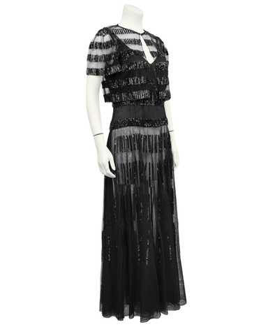 Black Sheer and Sequin Gown Ensemble - image 1