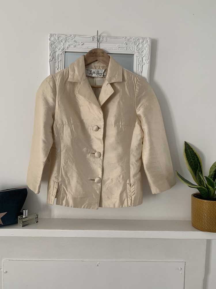 Vintage Silk Blazer Jacket - Silk Chiffon Lined -… - image 6