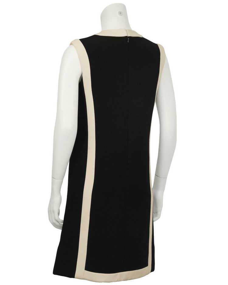 Black Wool Shift Dress with Cream Detail - image 3