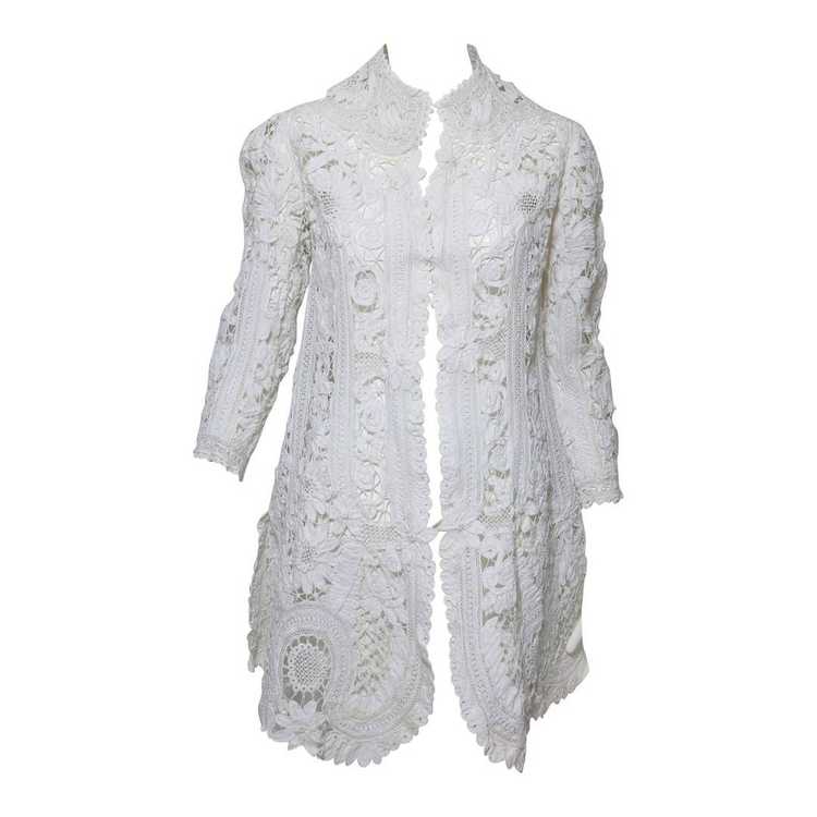 Battenburg white tape lace coat handmade Victorian - image 1