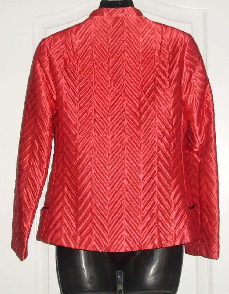 Vintage Red Quilted Satin Jacket 34 - image 2