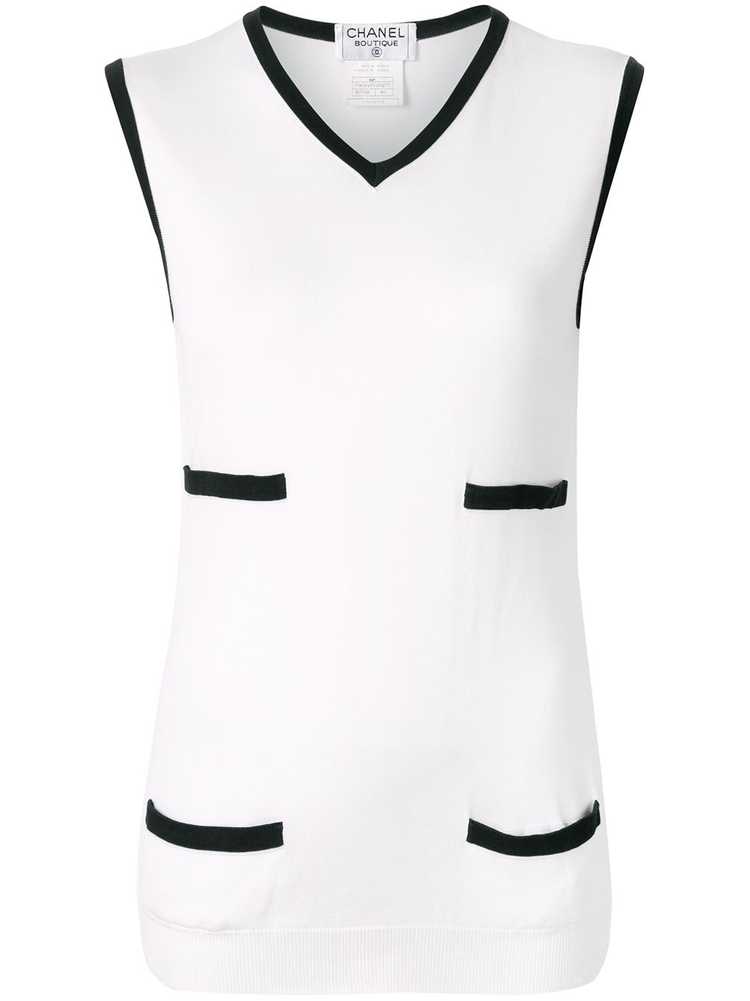 CHANEL Pre-Owned 1996 contrast trim top - White - image 1