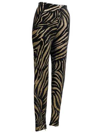 Versace Black and Gold Tiger Stripe Leggings - image 1
