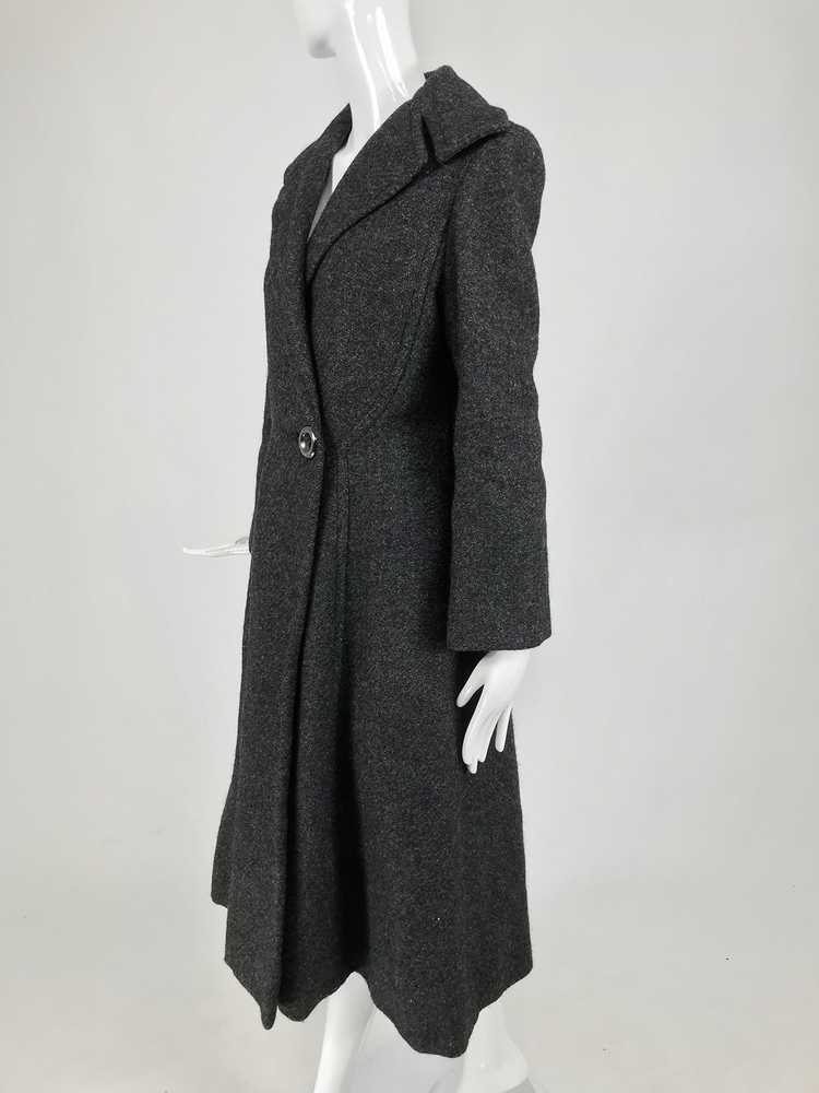 Pauline Trigere Grey Flecked Wool Princess Coat 1… - image 6