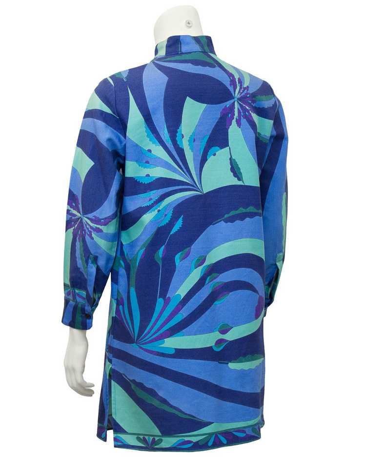 Bessi Blue Silk and Wool Printed 3/4 Length Jacket - image 2