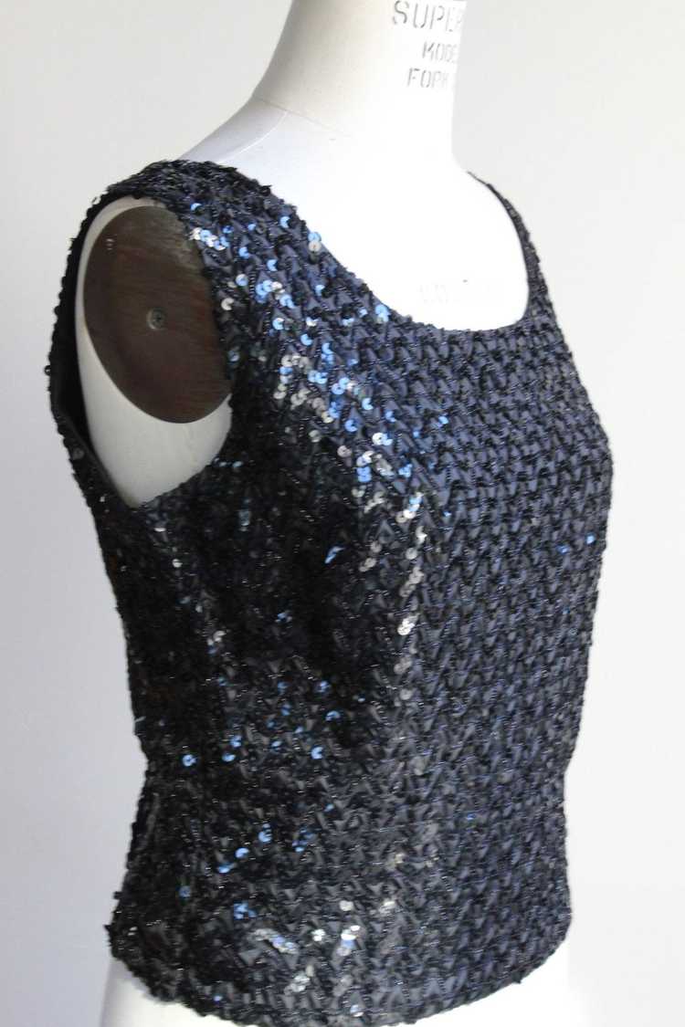 Vintage 1960s Sequined and Beaded Cocktail Top - image 3