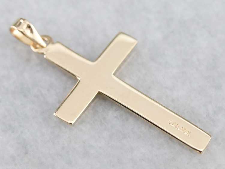 Etched Yellow Gold 1940's Cross - image 3