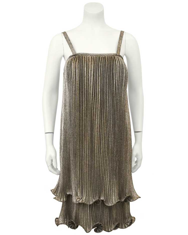 Gold Pleated Flapper Style Cocktail dress - image 3