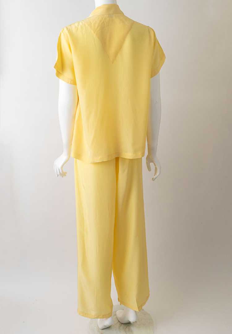 1940s Lemon Yellow Satin Pajamas - image 2